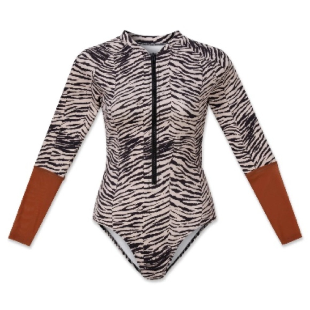 Wet Ethical Select Shop Eliana Zebra Print Long Sleeve Swimsuit